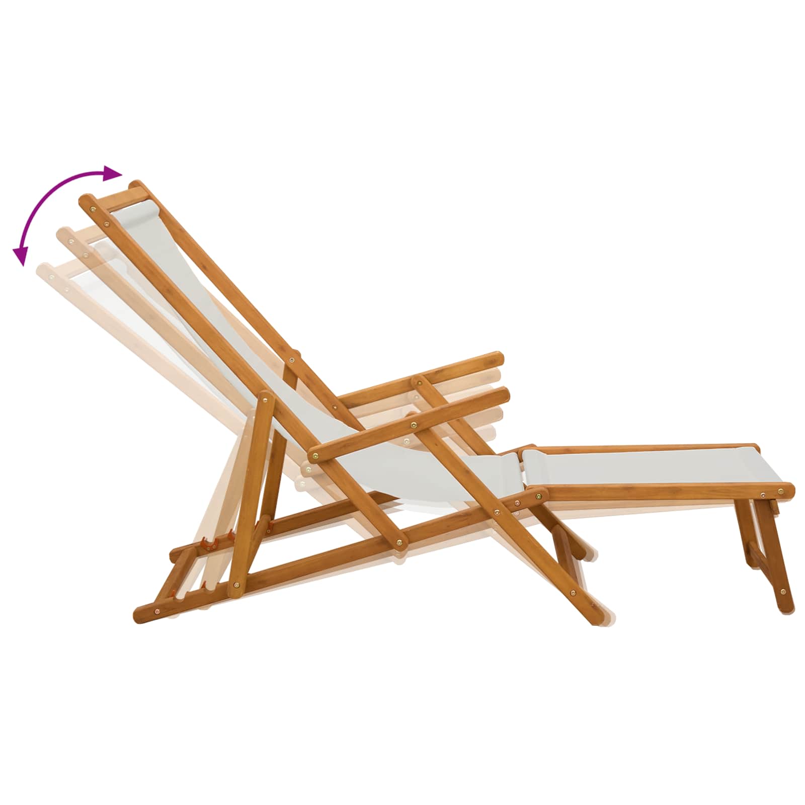 Klappbare Sonnenliege 3 Position Massives Eukalyptus Holz Creme