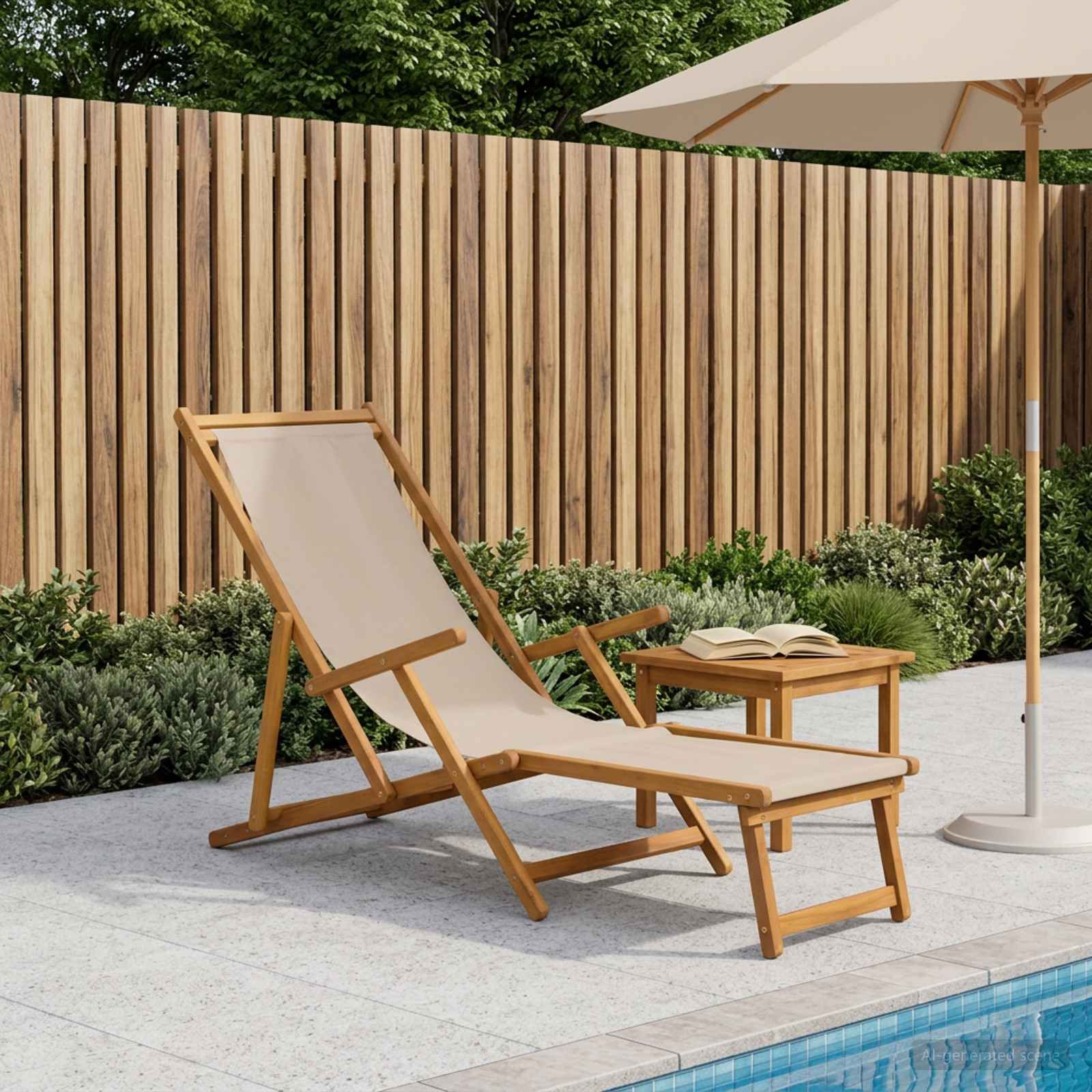 Klappbare Sonnenliege Massives Eukalyptus Holz Beige