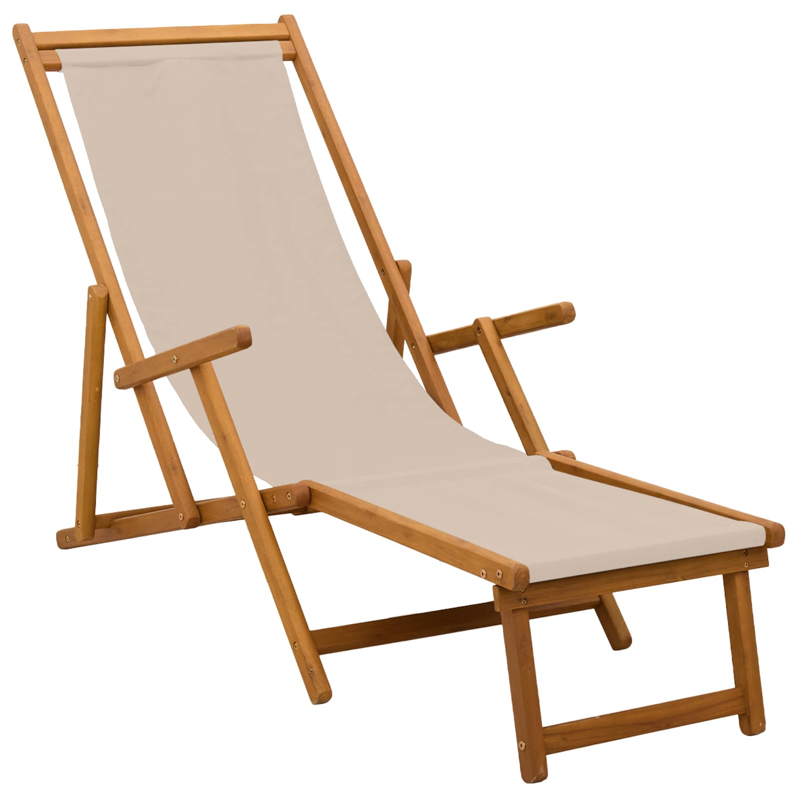 Klappbare Sonnenliege Massives Eukalyptus Holz Beige
