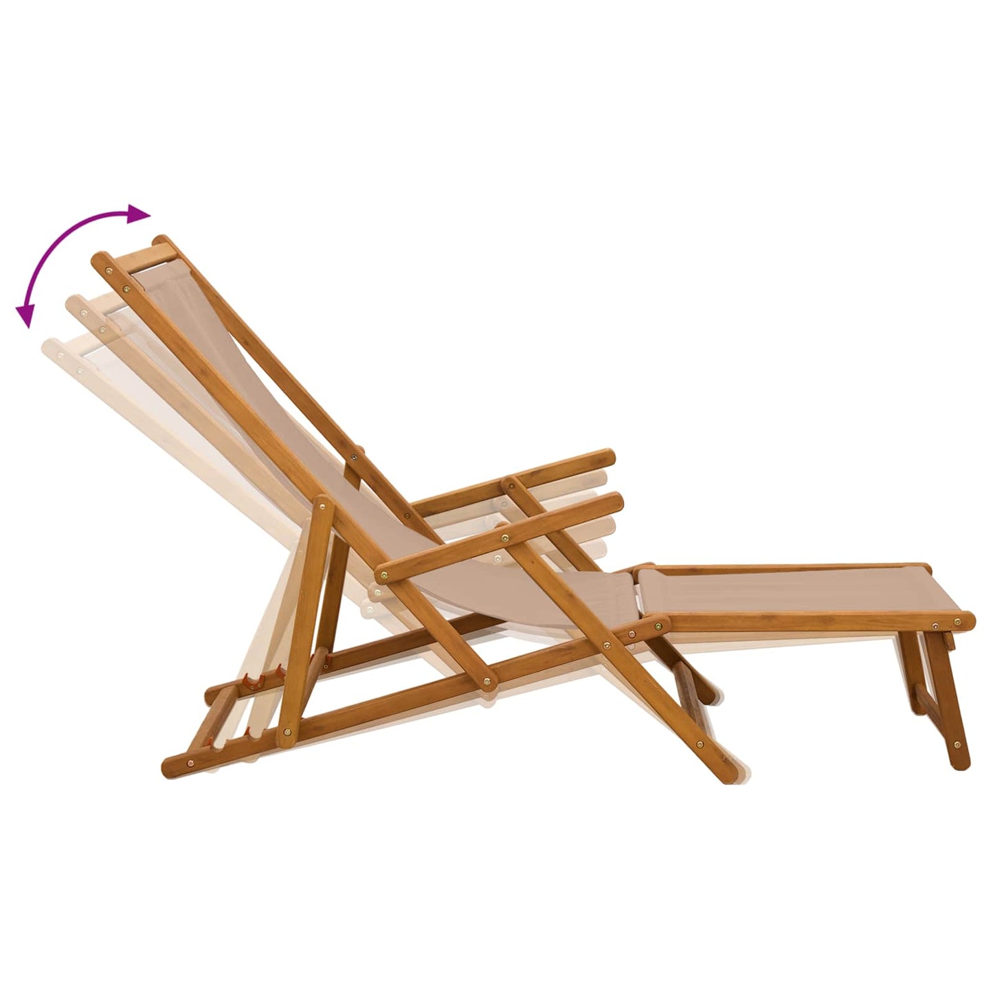 Klappbare Sonnenliege 3 Position Massives Eukalyptus Holz Taupe