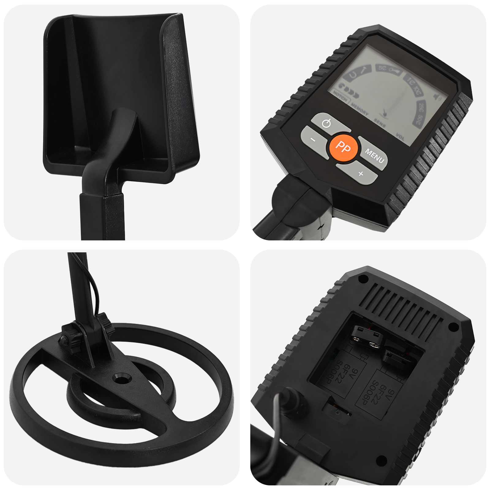 Metal Detector with LCD Display 3 Models 19 cm Coil Schwarz
