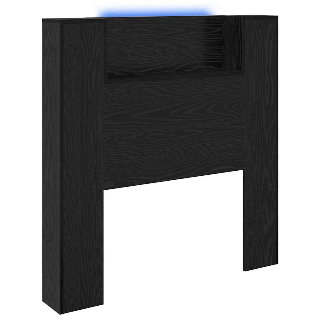 Stauraum Kopfteil mit LED Schwarze Eiche Holzwerkstoff