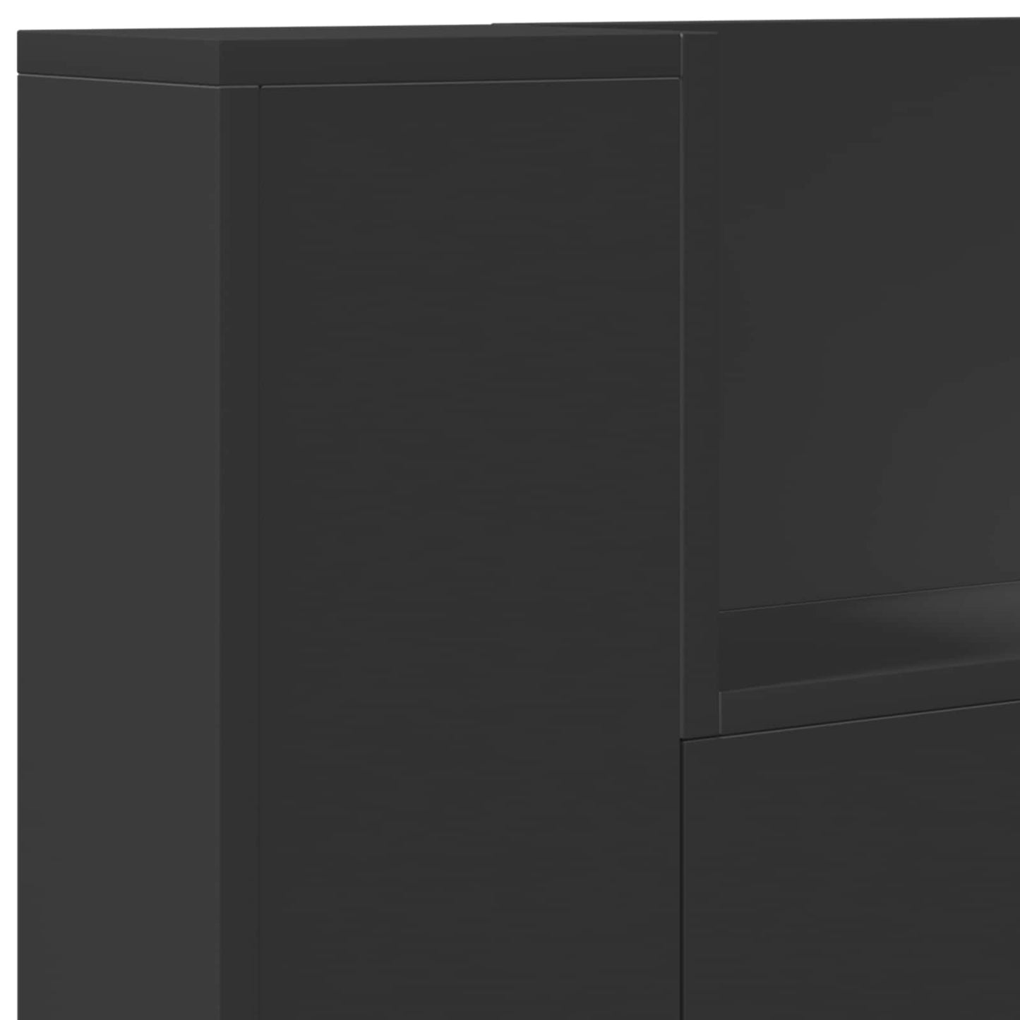 Stauraum Kopfteil mit LED Schwarz Holzwerkstoff