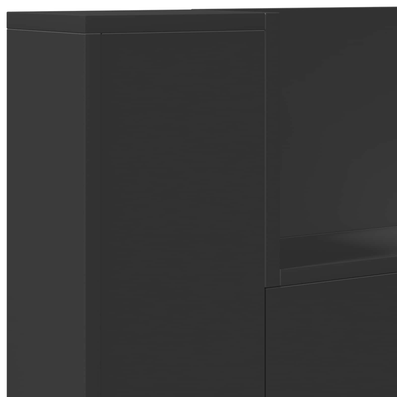 Stauraum Kopfteil mit LED Schwarz Holzwerkstoff