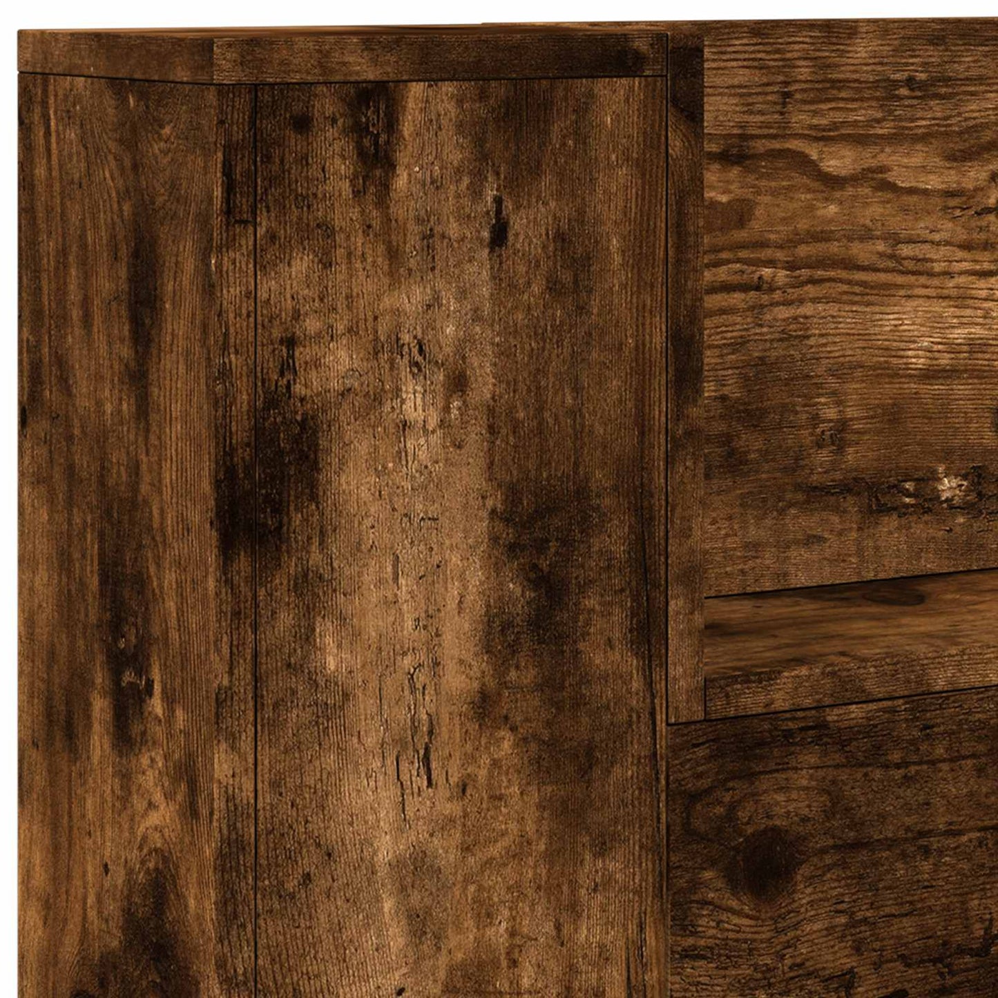 Stauraum Kopfteil mit LED Raucheiche Holzwerkstoff