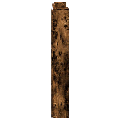 Stauraum Kopfteil mit LED Raucheiche Holzwerkstoff