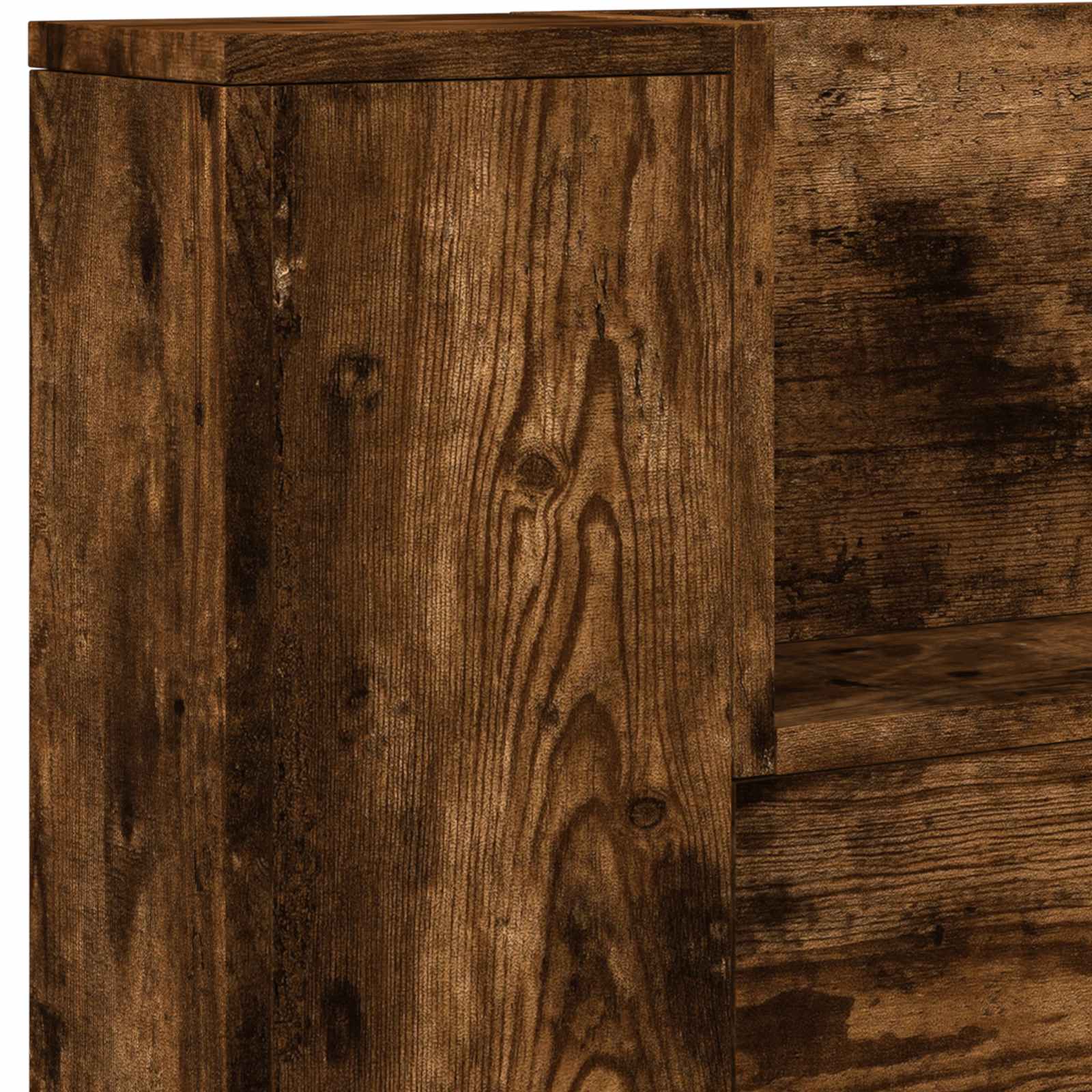 Stauraum Kopfteil mit LED Raucheiche Holzwerkstoff