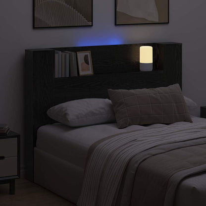 Stauraum Kopfteil mit LED Schwarze Eiche Holzwerkstoff