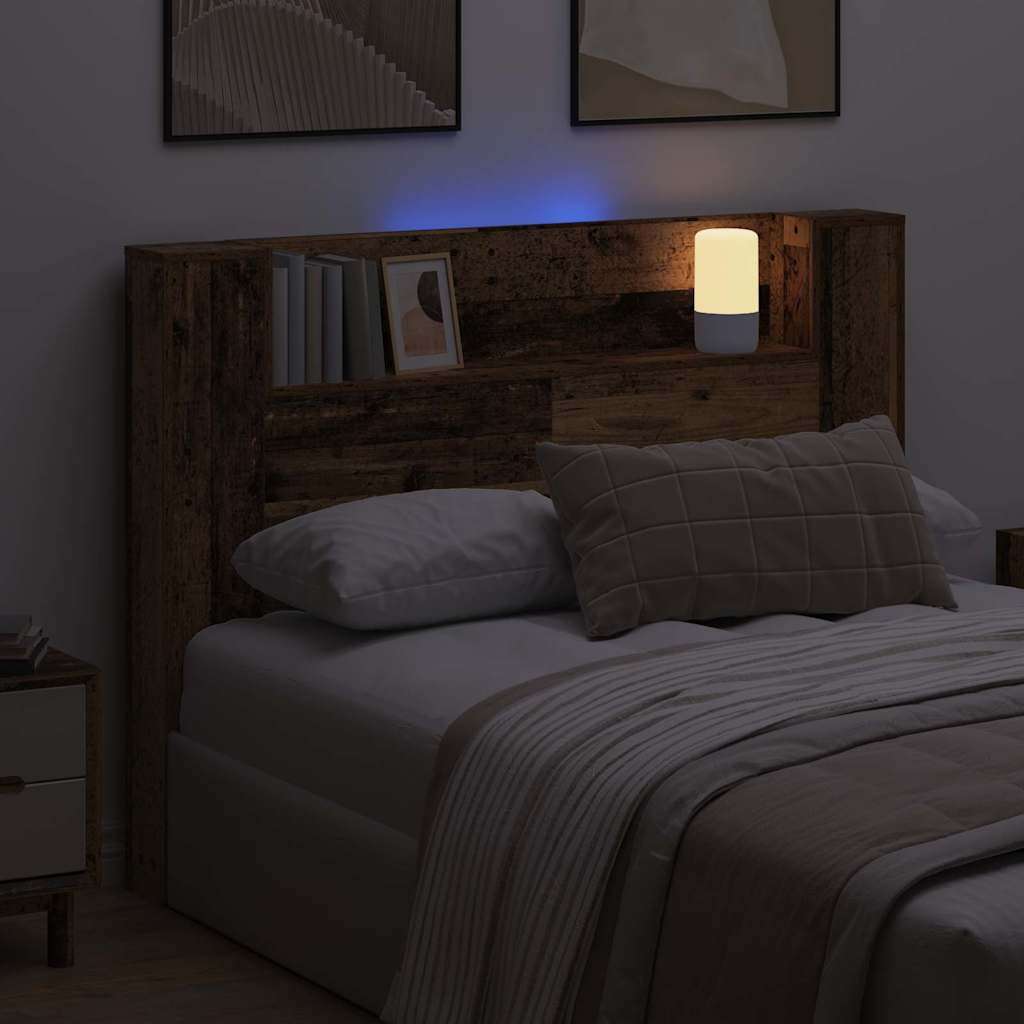 Stauraum Kopfteil mit LED Altholz Holzwerkstoff