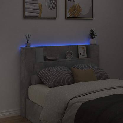 Stauraum Kopfteil mit LED Betongrau Holzwerkstoff
