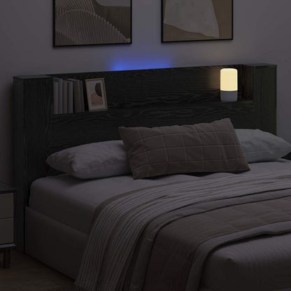Stauraum Kopfteil mit LED Schwarze Eiche Holzwerkstoff
