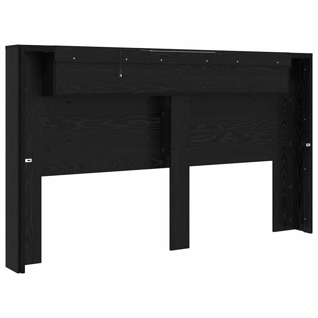 Stauraum Kopfteil mit LED Schwarze Eiche Holzwerkstoff