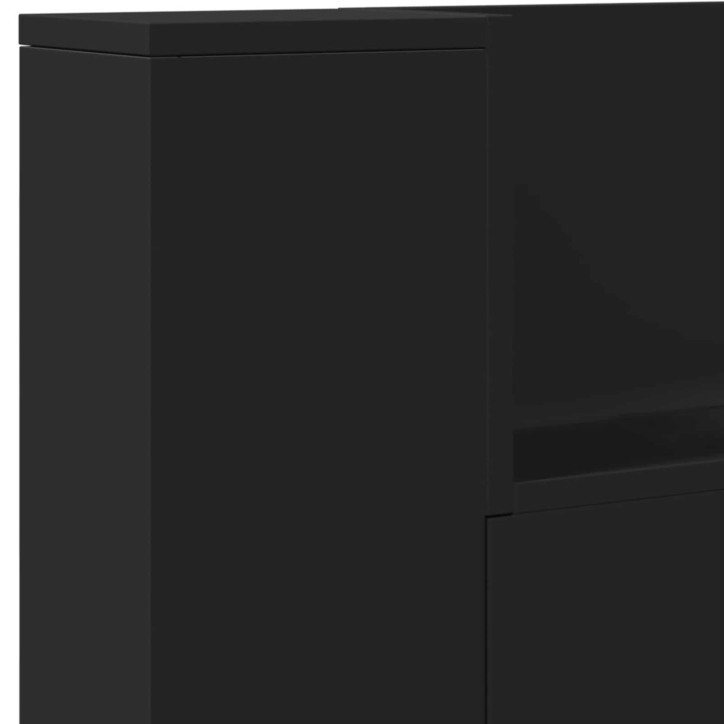Stauraum Kopfteil mit LED Schwarz Holzwerkstoff