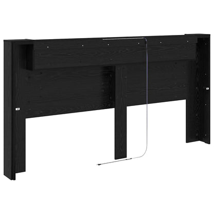 Stauraum Kopfteil mit LED Schwarze Eiche Holzwerkstoff