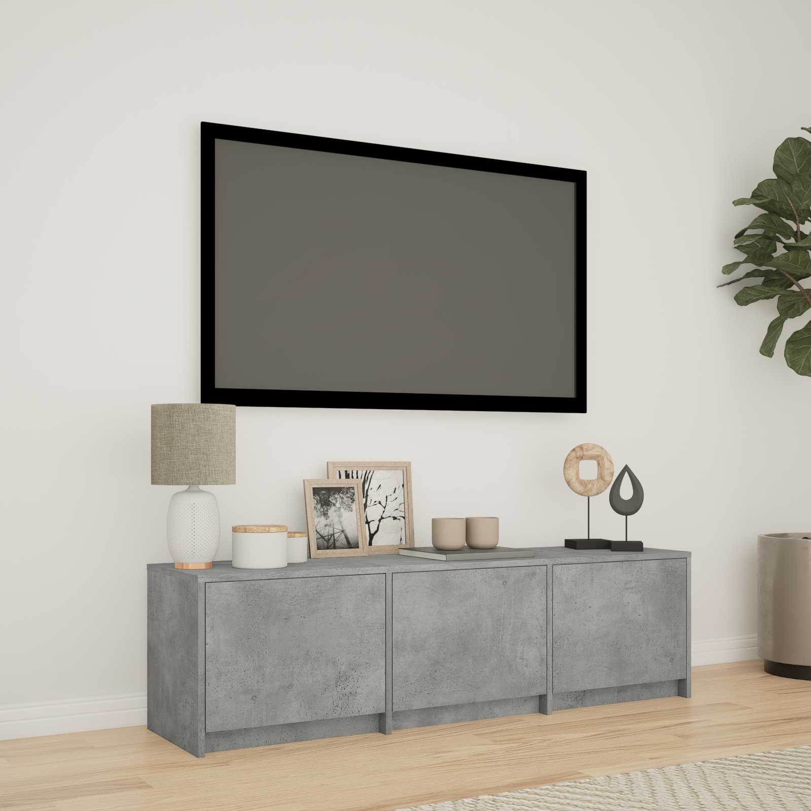 TV Cabinet with LED 140x34x40 cm Betongrau Holzwerkstoff