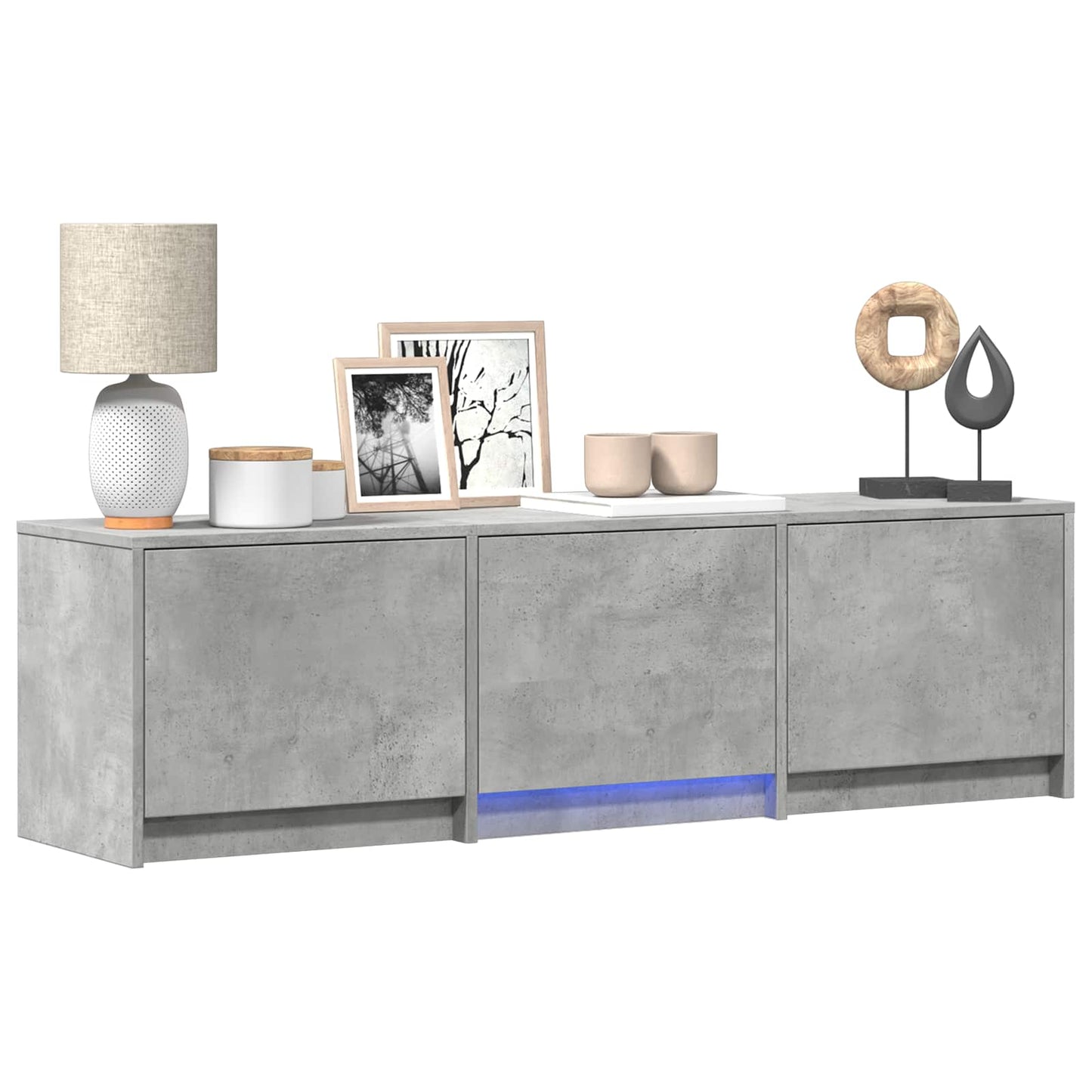 TV Cabinet with LED 140x34x40 cm Betongrau Holzwerkstoff