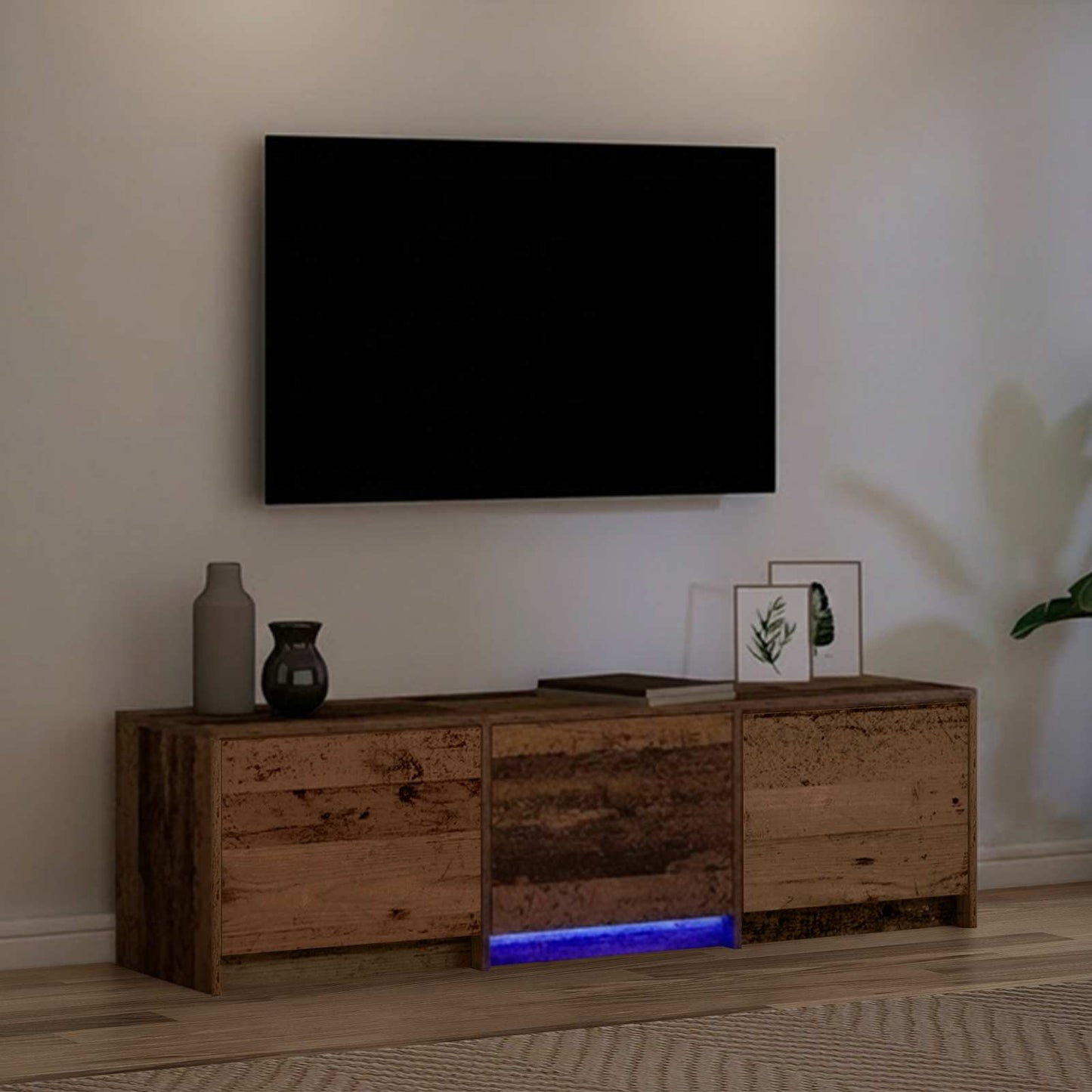 TV Cabinet with LED Altholz 140 x 34 x 40 cm Holzwerkstoff