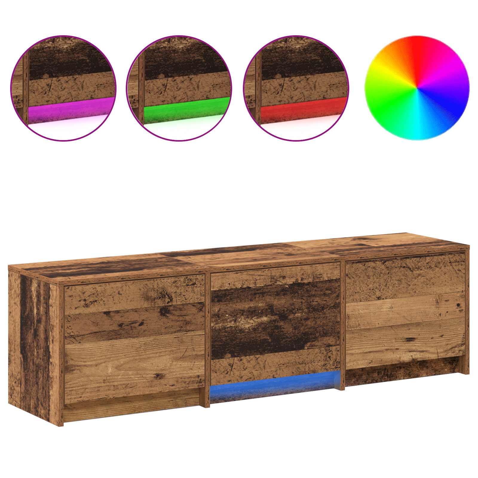 TV Cabinet with LED Altholz 140 x 34 x 40 cm Holzwerkstoff