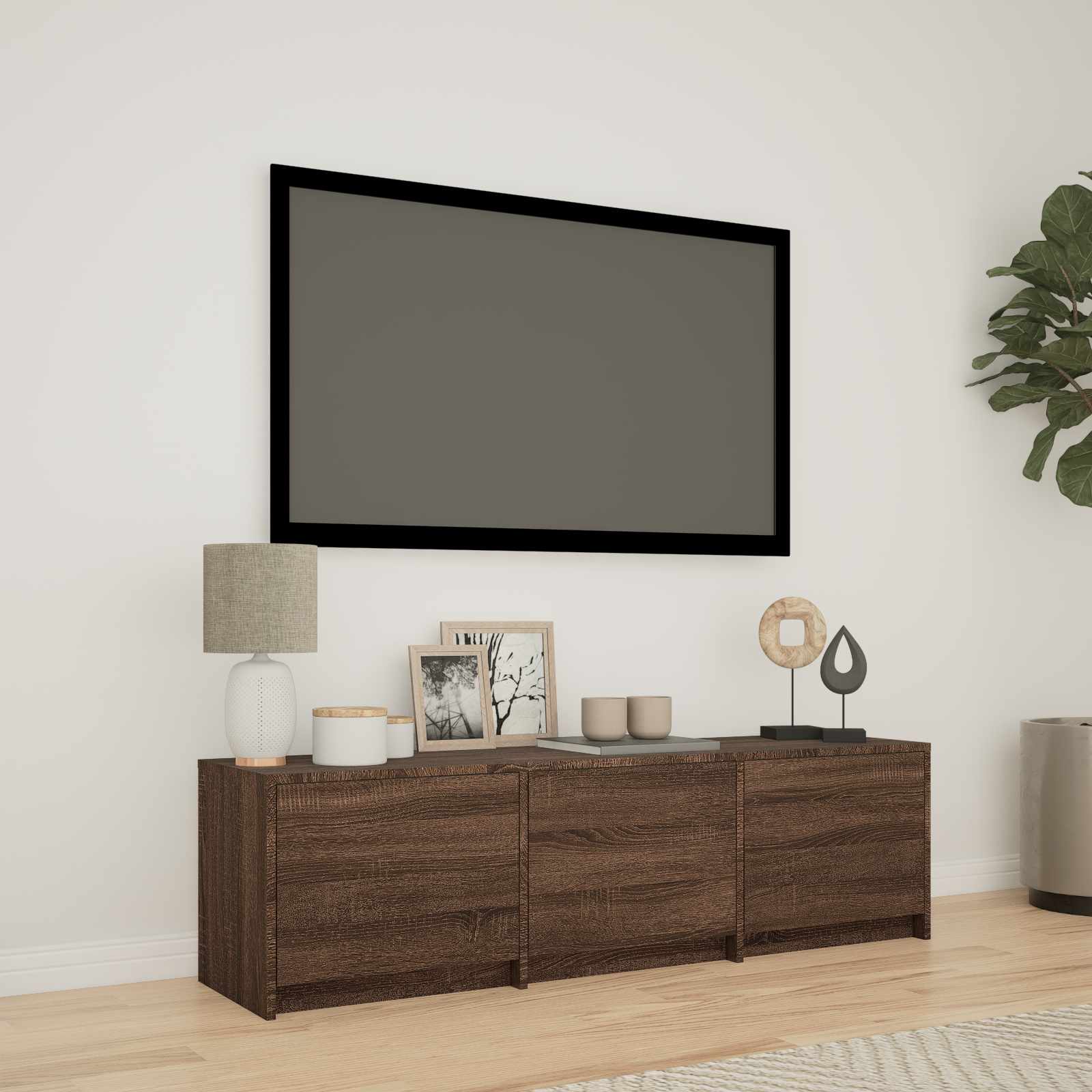 TV Cabinet with LED 140 x 34 x 40 cm Braun Eichen-Optik