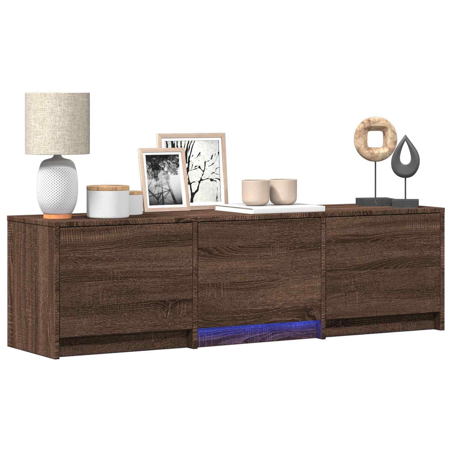 TV Cabinet with LED 140 x 34 x 40 cm Braun Eichen-Optik