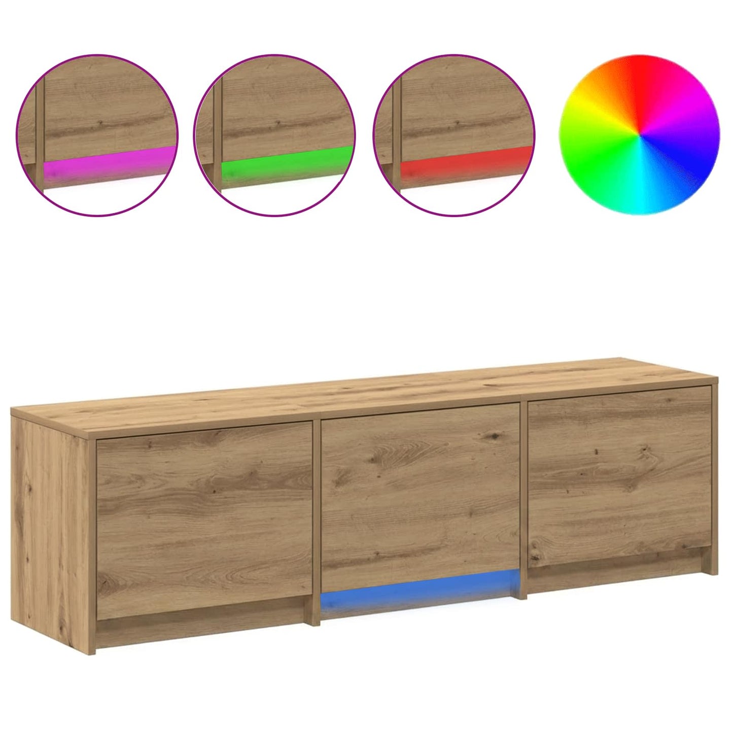 TV Cabinet with LED 140 x 34 x 40 cm Kunsthandwerk Eiche