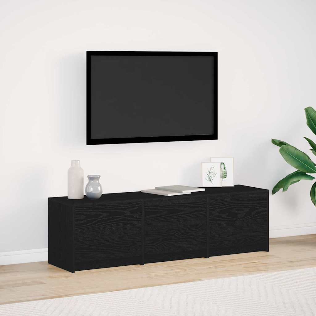 TV Cabinet with LED Schwarze Eiche 140 x 34 x 40 cm