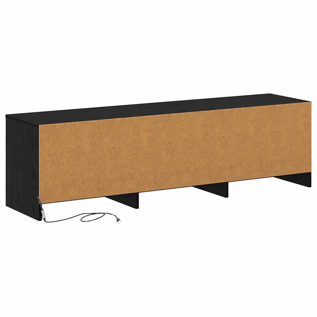 TV Cabinet with LED Schwarze Eiche 140 x 34 x 40 cm