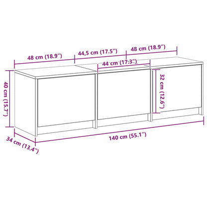 TV Cabinet with LED 140 x 34 x 40 cm Schwarz Eichen-Optik
