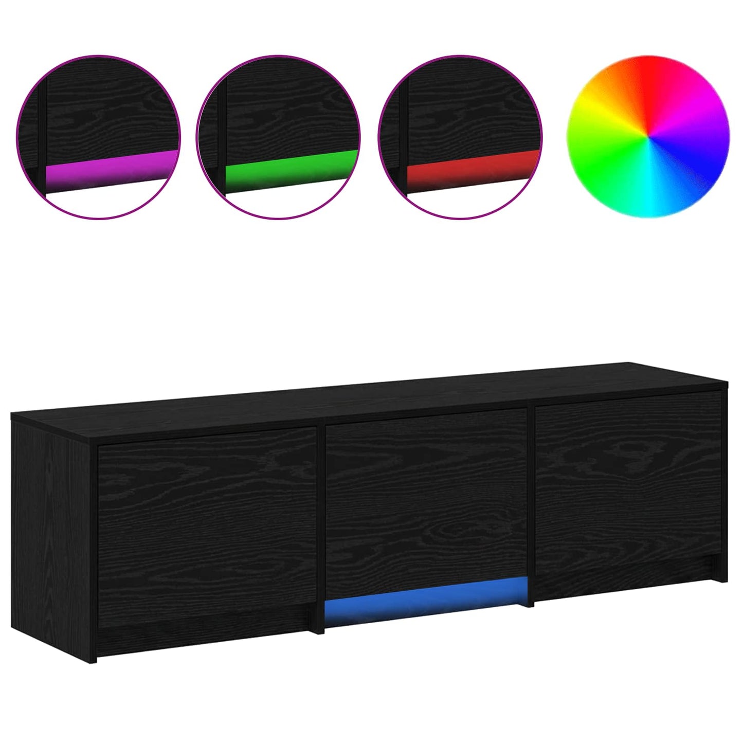TV Cabinet with LED Schwarze Eiche 140 x 34 x 40 cm