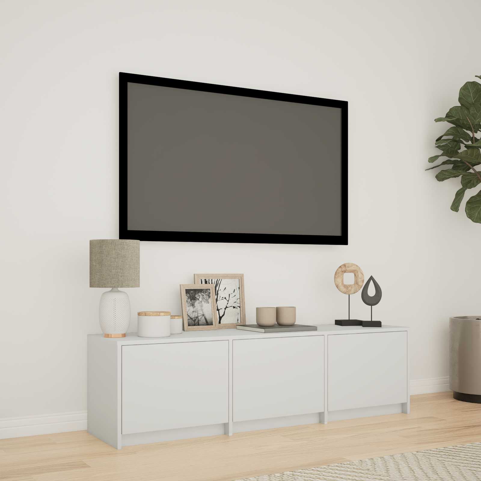 TV Cabinet with LED Weiß 140 x 34 x 40 cm Holzwerkstoff