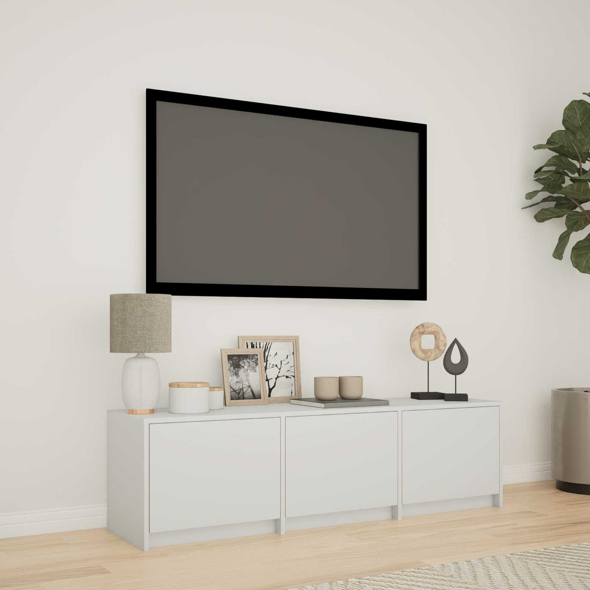 TV Cabinet with LED 140 x 34 x 40 cm Weiß Holzwerkstoff