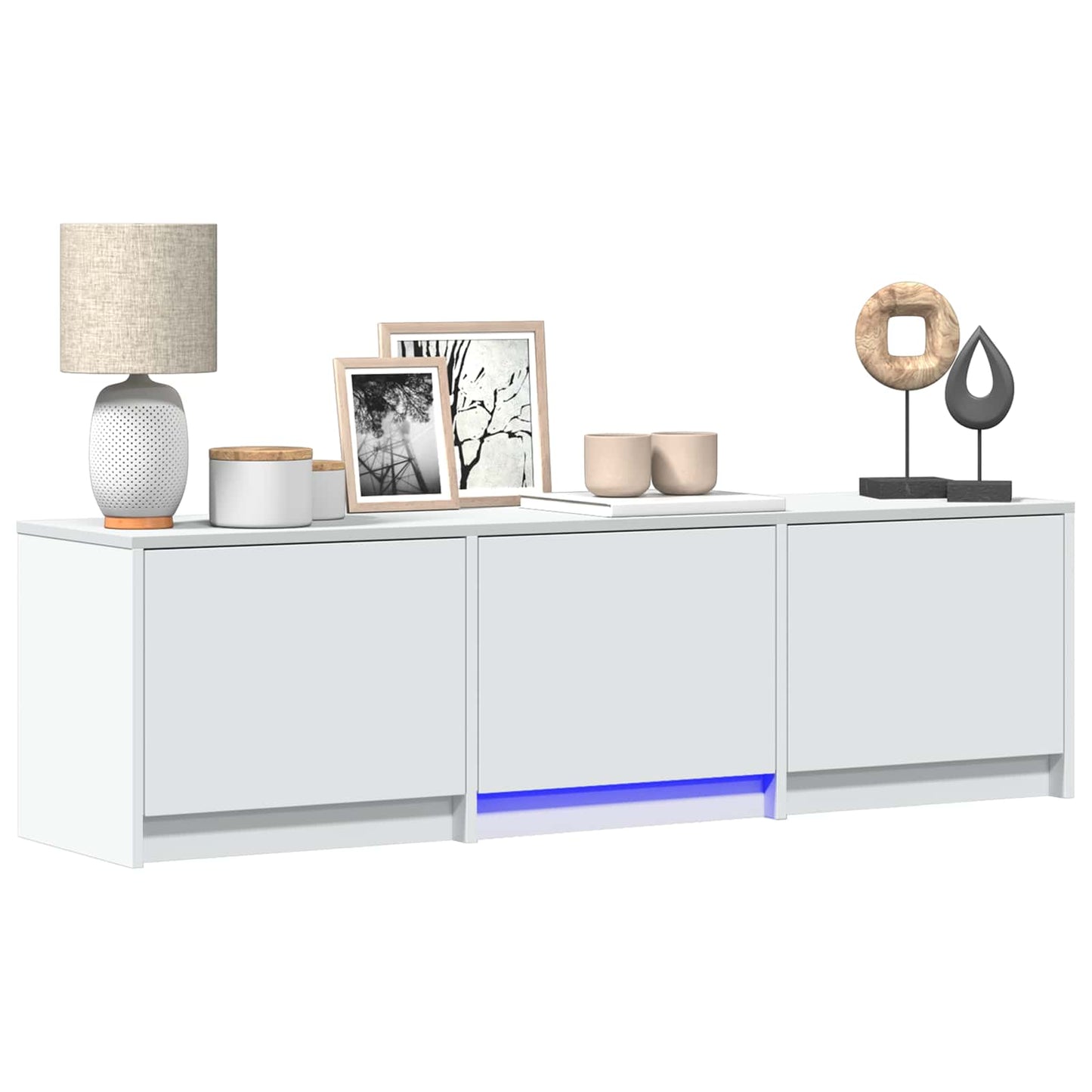 TV Cabinet with LED Weiß 140 x 34 x 40 cm Holzwerkstoff