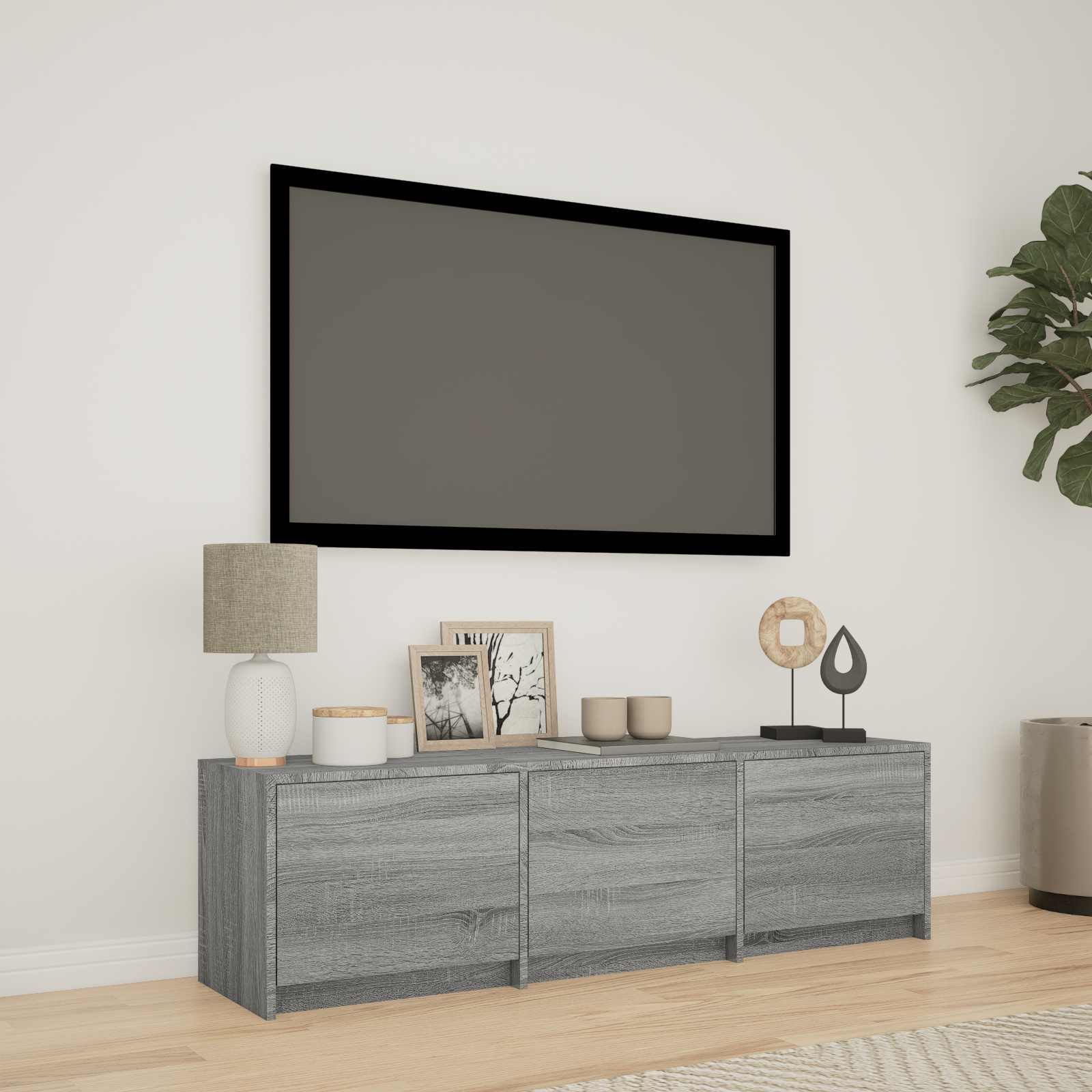 TV Cabinet with LED 140x34x40 cm Graues Sonoma Holzwerkstoff