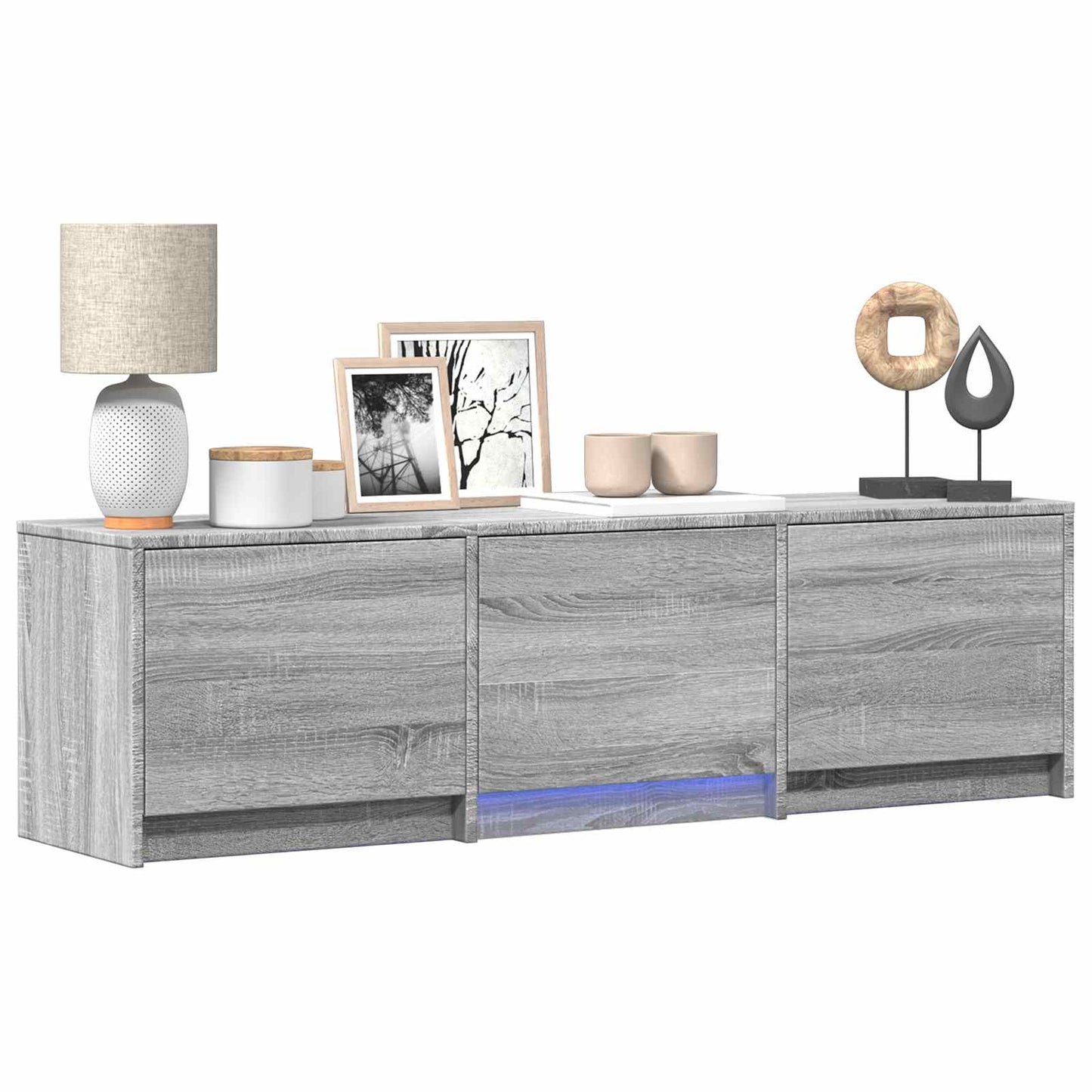TV Cabinet with LED 140x34x40 cm Graues Sonoma Holzwerkstoff