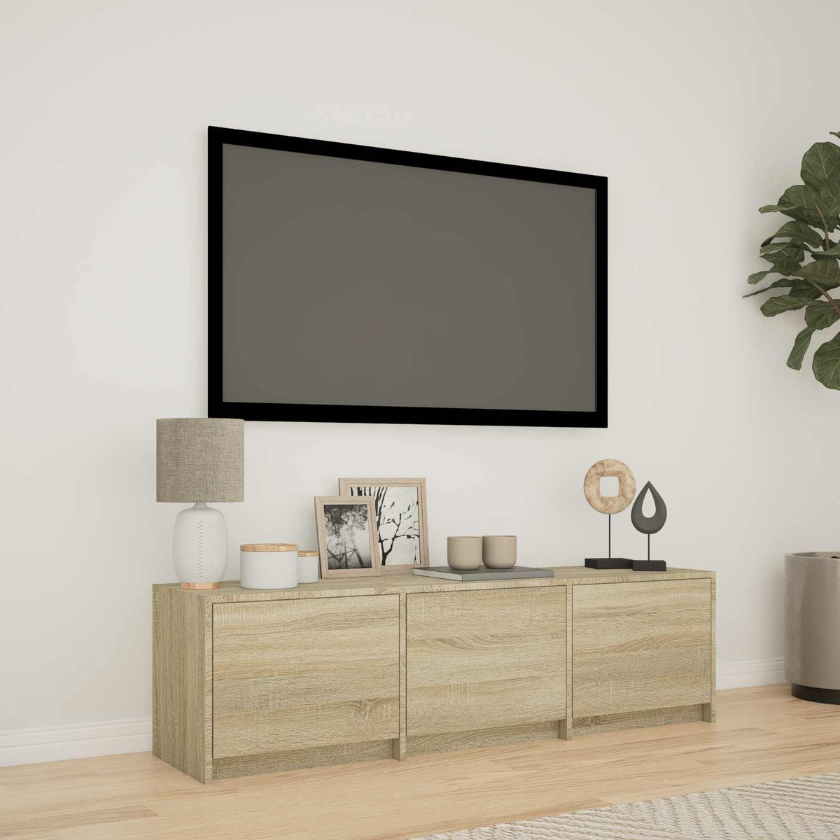TV Cabinet with LED 140 x 34 x 40 cm Sonoma-Eiche Holzwerkstoff