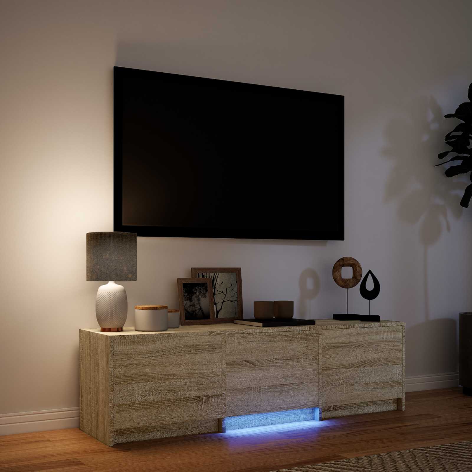 TV Cabinet with LED 140 x 34 x 40 cm Sonoma-Eiche Holzwerkstoff