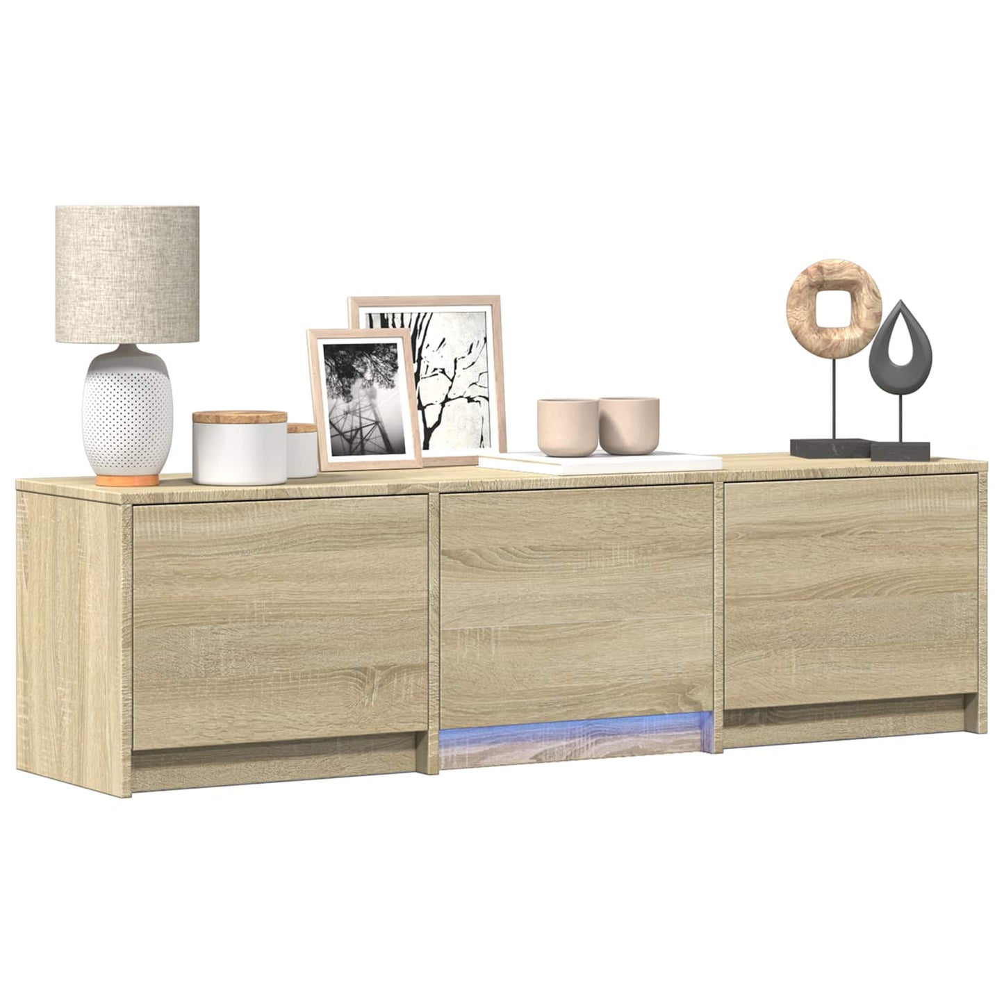 TV Cabinet with LED 140 x 34 x 40 cm Sonoma-Eiche Holzwerkstoff