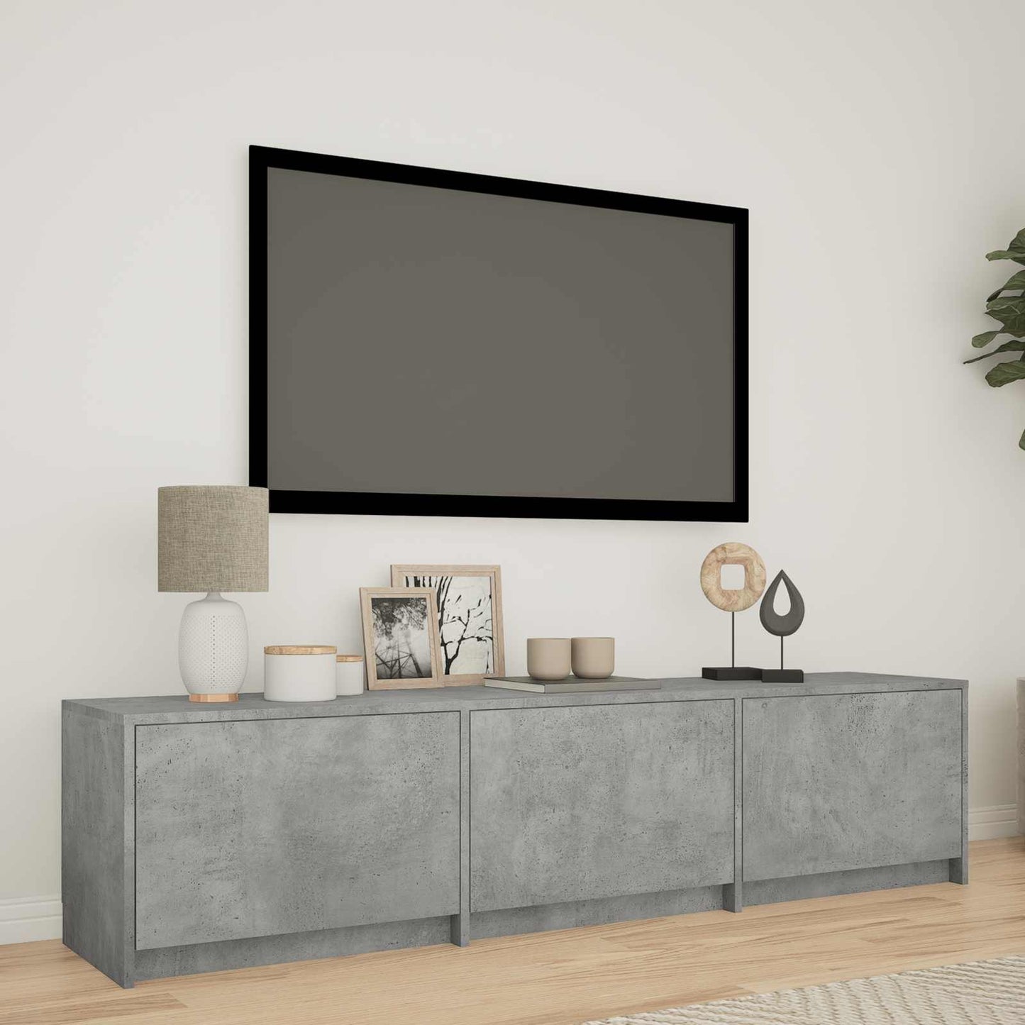 TV Cabinet with LED 165x34x40 cm Betongrau Holzwerkstoff