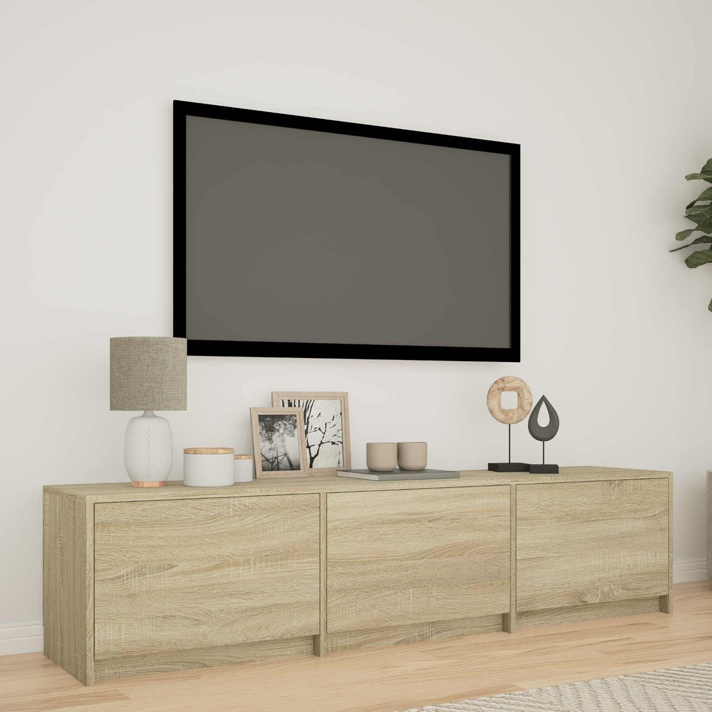 TV Cabinet with LED 165 x 34 x 40 cm Sonoma-Eiche Holzwerkstoff