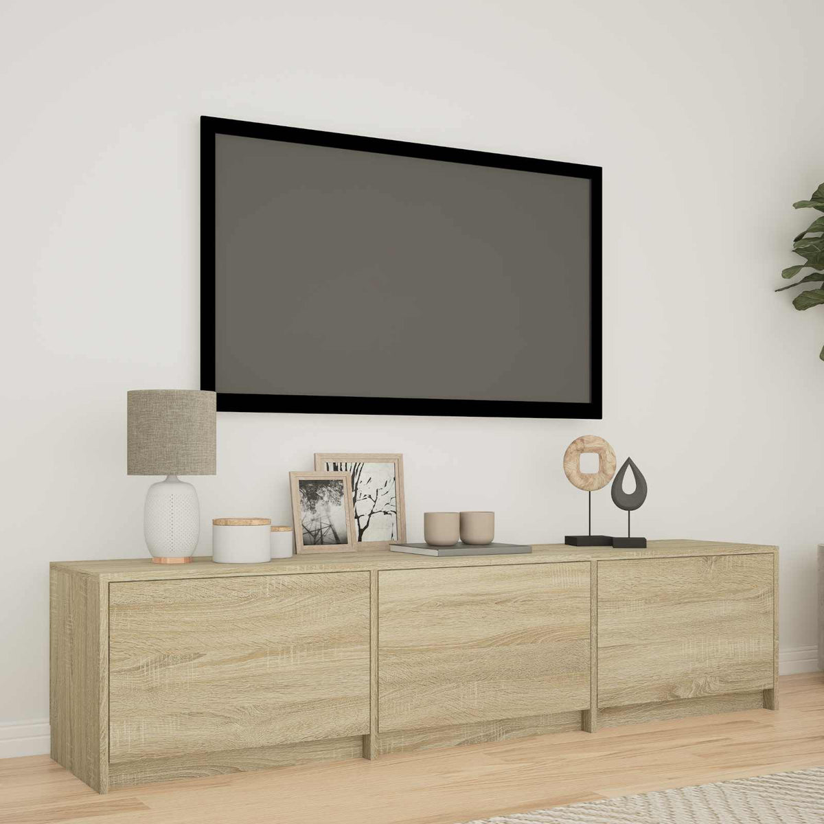 TV Cabinet with LED 165 x 34 x 40 cm Sonoma-Eiche Holzwerkstoff
