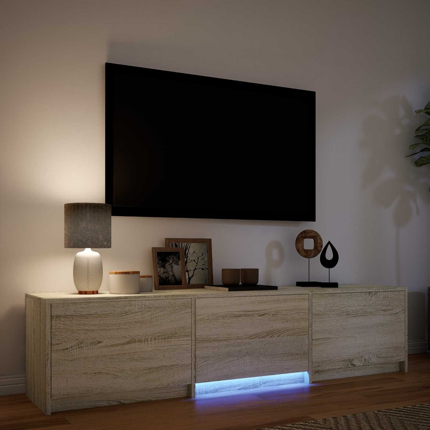 TV Cabinet with LED 165 x 34 x 40 cm Sonoma-Eiche Holzwerkstoff