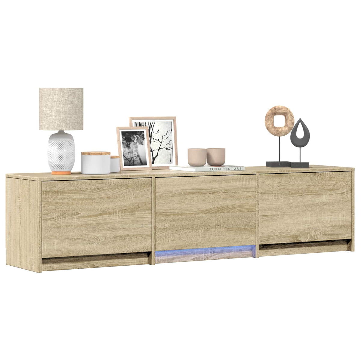 TV Cabinet with LED 165 x 34 x 40 cm Sonoma-Eiche Holzwerkstoff
