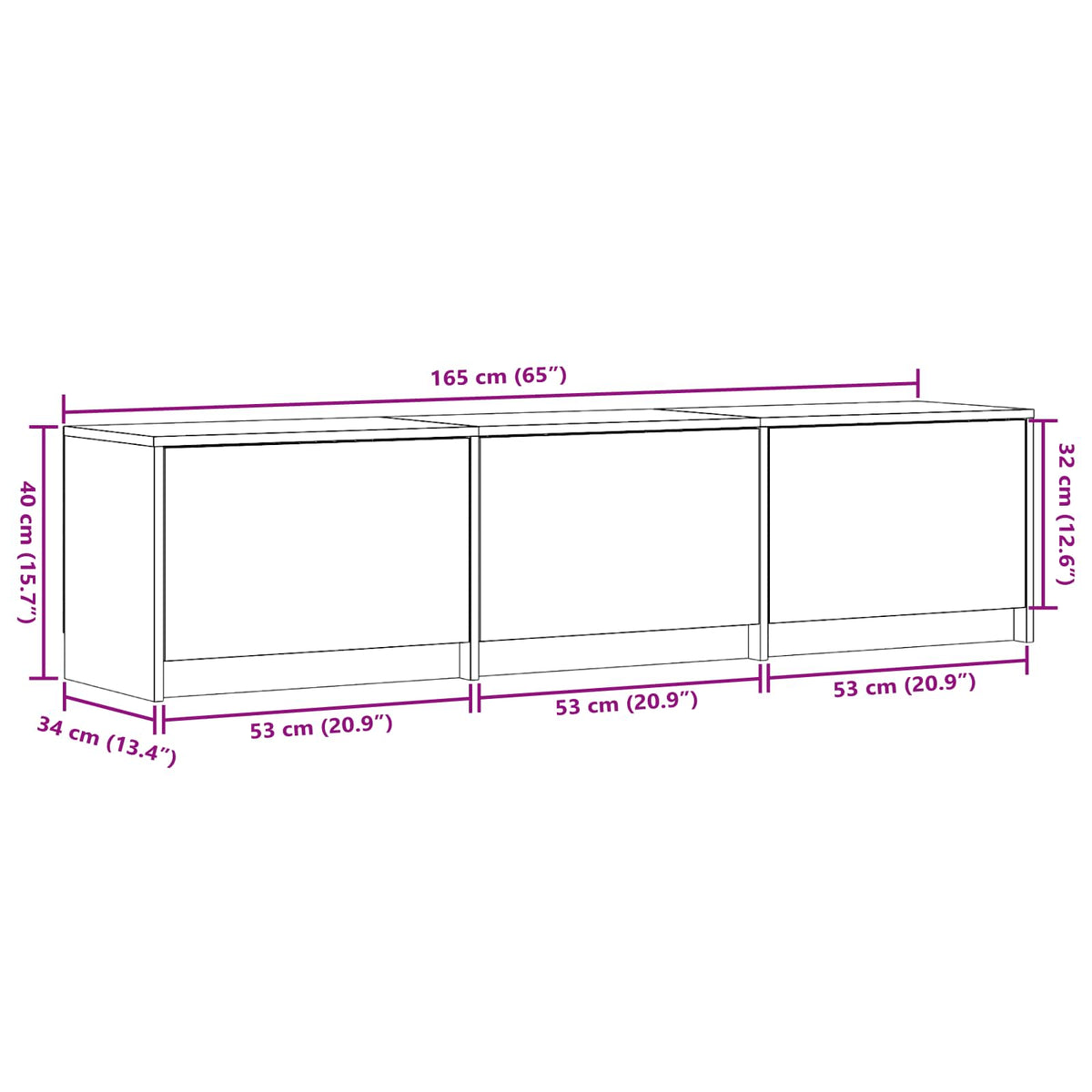 TV Cabinet with LED 165 x 34 x 40 cm Sonoma-Eiche Holzwerkstoff