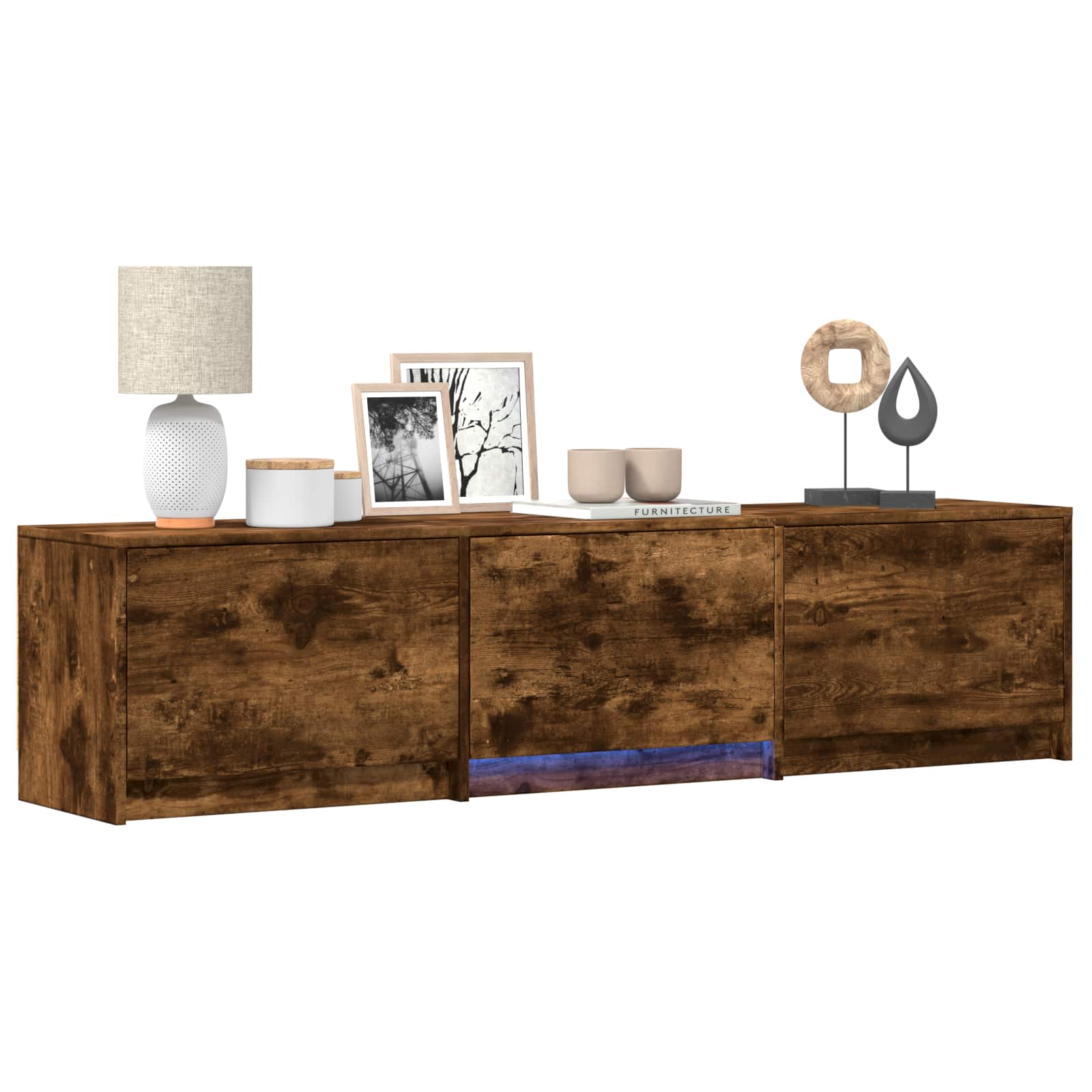 TV Cabinet with LED 165 x 34 x 40 cm Geräucherte Eiche