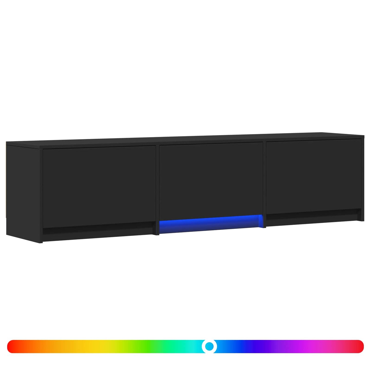TV Cabinet with LED 165 x 34 x 40 cm Schwarz Holzwerkstoff