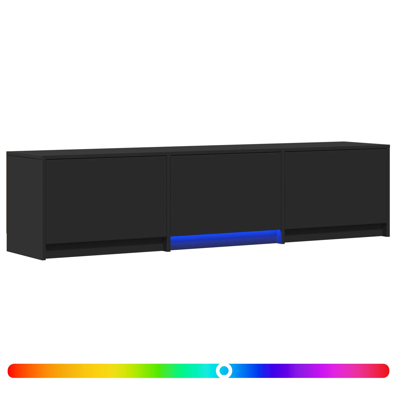 TV Cabinet with LED 165 x 34 x 40 cm Schwarz Holzwerkstoff