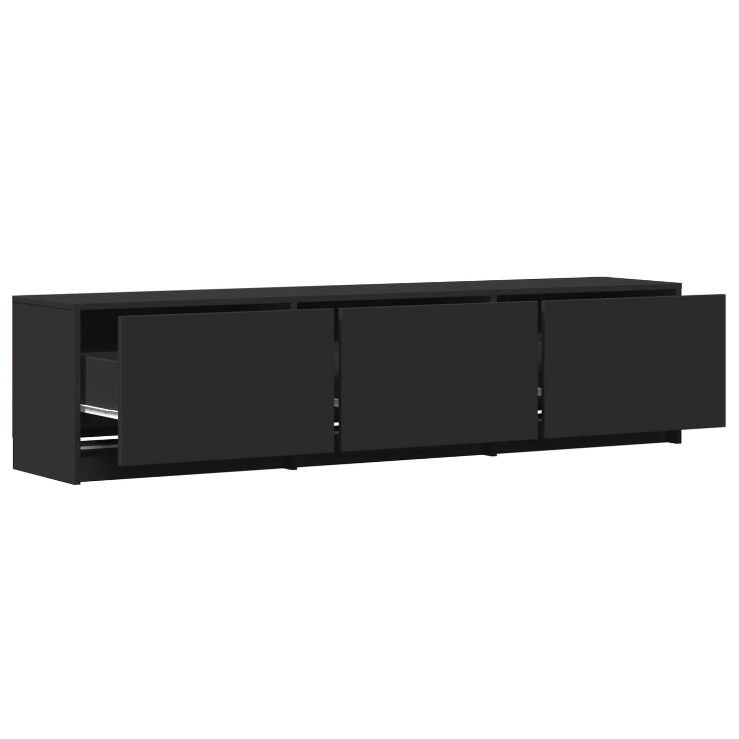 TV Cabinet with LED 165 x 34 x 40 cm Schwarz Holzwerkstoff
