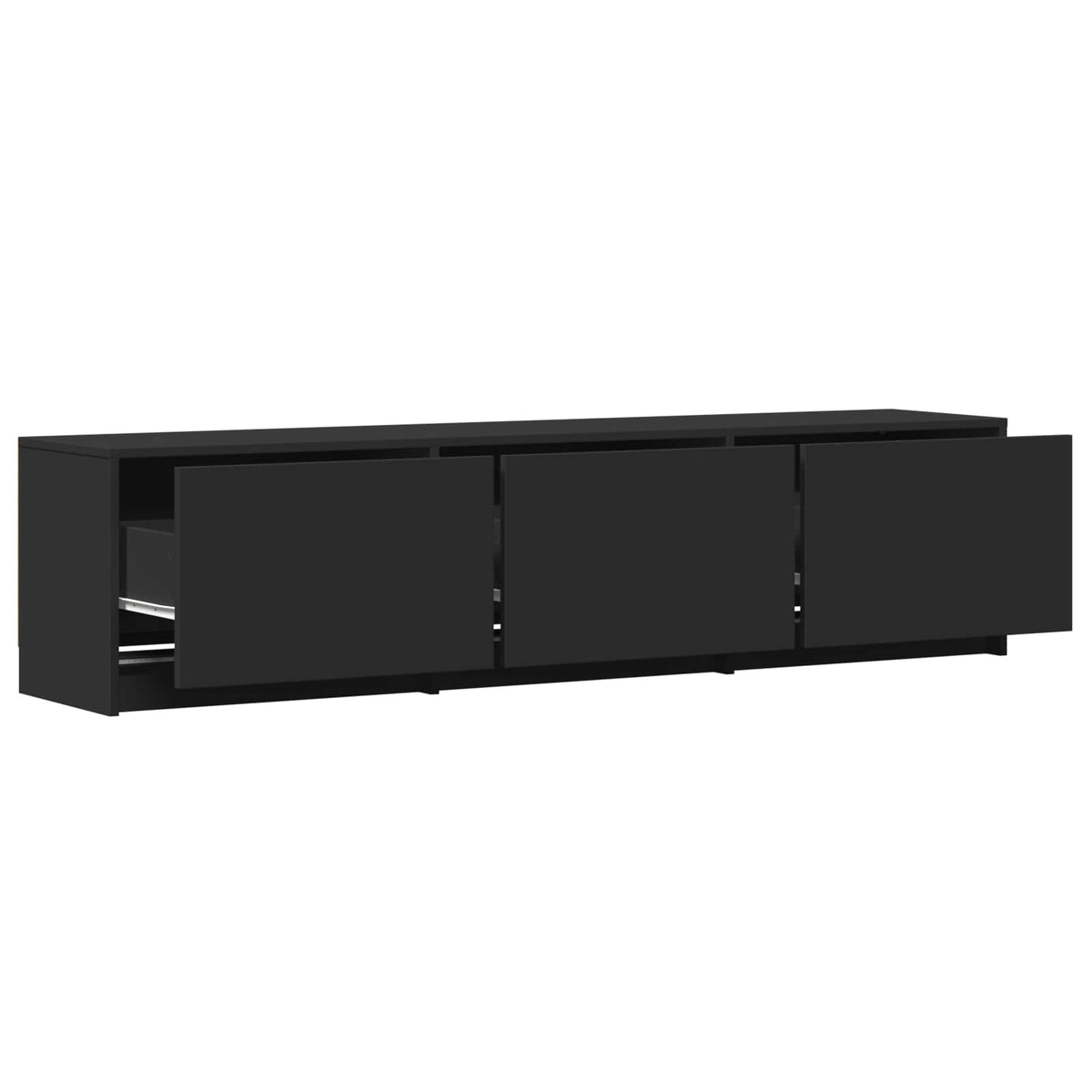 TV Cabinet with LED 165 x 34 x 40 cm Schwarz Holzwerkstoff