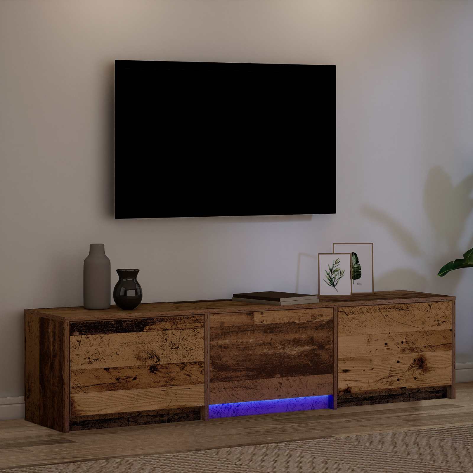 TV Cabinet with LED Altholz 165 x 34 x 40 cm Holzwerkstoff