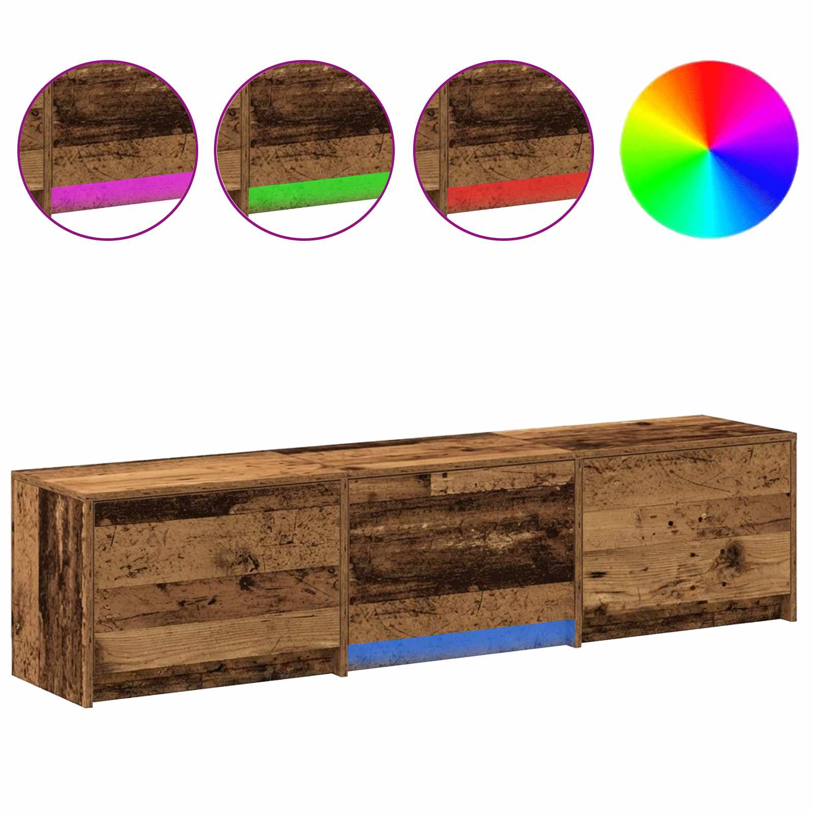 TV Cabinet with LED Altholz 165 x 34 x 40 cm Holzwerkstoff